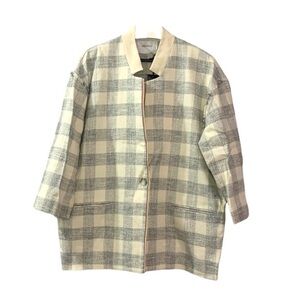 Sita Murt NEW Blazer Checker Cream Black 38 Linen Blend Pockets Professional